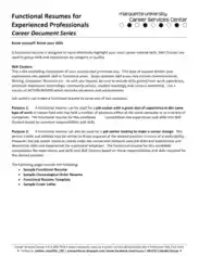 Free Download PDF Books, Functional Resume for Experienced Professionas Template