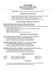 Welding Technology Functional Resume Template