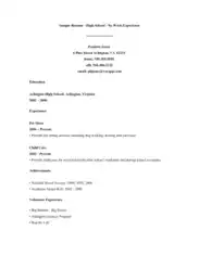 Free Download PDF Books, High School Resume For Summer Job Template