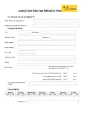 Charity Shop Volunteer Application form Template