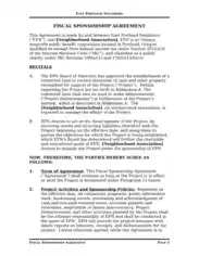 Charity Fiscal Sponsorship Agreement Free Template