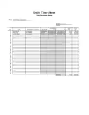 Daily Timesheet Business Excel Template