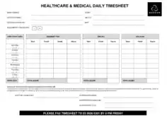 HealthCare Medical Timesheet Daily Timesheet Template