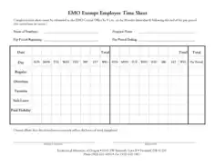 Free Download PDF Books, Emo Exempt Employee Time Sheet Calculator Template