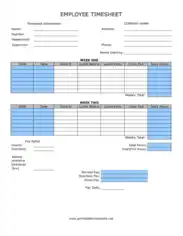 Simple Employee Time Sheet Calculator Template