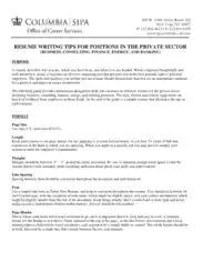 Finance and Banking Resume Writing Tips For Positions in Private Sector Template
