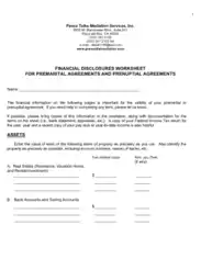 Free Download PDF Books, Financial Disclosures Worksheet For Premarital and Prenuptial Agreement Template
