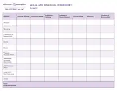 Legal and Financial Worksheet Template