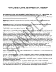 Free Download PDF Books, Mutual Non Disclosure and Confidential Agreement Template
