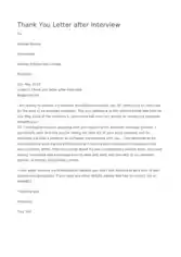 Example Thank You Letter After Interview Template