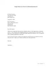 Information Thank You Letter After Second Interview Template