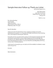 Interview Follow Up Thank You Letter Template