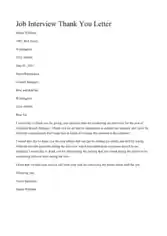 Free Download PDF Books, Job Interview Thank You Letter Template
