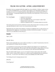 Post Job Interview Thank You Letter Template