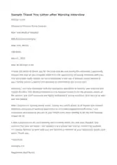 Thank You Letter After Nursing Interview Template