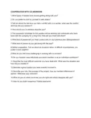 Interview Questions About Cooperation With Co-Workers Template