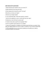 Interview Questions New Graduate Questions Template