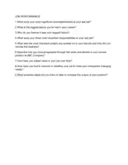 Interview Questions on Job Performance Template