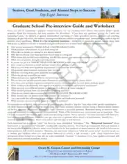 Graduate School Pre Interview Guide and Worksheet Template