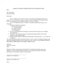 Sample Letter of Termination for Staff Reduction Template