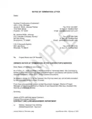 Contractor Contract Termination Letter Notice Template