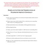 Telephone Service Contract Termination Letter Template