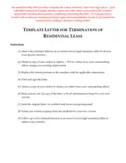 Template for Contract Termination Letter of Residential Lease Template