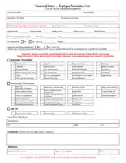 Employee Termination Action Form Template