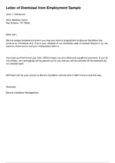 Job Termination Letter from Employment Template
