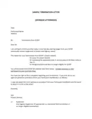 Community Service Termination Letter Template