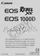 Free Download PDF Books, CANON Camera EOS REBELXS 1000D PG Instruction Manual
