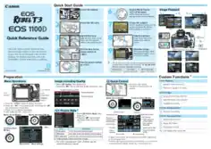 Free Download PDF Books, CANON Camera EOS RT3 EOS1100D Quick Reference Guide
