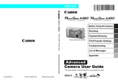 Free Download PDF Books, CANON Camera PowerShot A460 A450 Advance User Guide