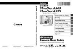 Free Download PDF Books, CANON Camera PowerShot A540 and 5A30 Advance User Guide