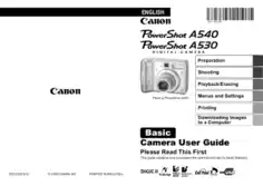 Free Download PDF Books, CANON Camera PowerShot A540 and A530 Basic User Guide