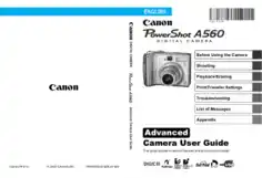 Free Download PDF Books, CANON Camera PowerShot A560 Advance User Guide