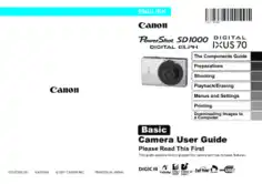 Free Download PDF Books, CANON Camera PowerShot SD1000 IXUS70 Basic User Guide