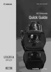 Free Download PDF Books, CANON HD Camcorder HFG25 Quick Start Guide