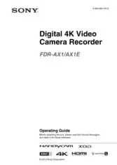 Free Download PDF Books, SONY Digital 4K Video Camera Recorder FDR-AX1 AX1E Operating Guide