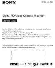 Free Download PDF Books, SONY Digital HD Video Camera Recorder HDR-AS200V Setup Guide