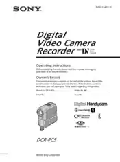 Free Download PDF Books, SONY Digital Video Camera Recorder DCR-PC5 Operating Instructions