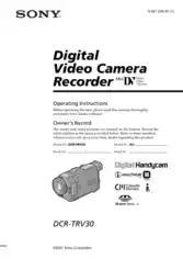 Free Download PDF Books, SONY Digital Video Camera Recorder DCR-TRV30 Operating Instructions