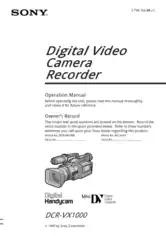 Free Download PDF Books, SONY Digital Video Camera Recorder DCR-VX1000 Operation Manual