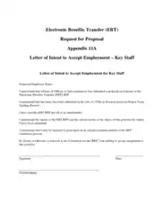 Letter Of Intent to Accept Employment for Key Staff Template