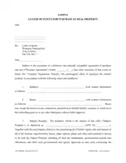 Letter Of Intent For Purchase Of Real Property Template