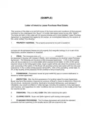 Purchase Real Estate Agent Letter of Intent Word Format Template