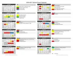 Free Download PDF Books, School Events Calendar Template
