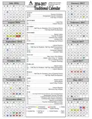 Traditional School Calendar Template