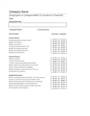 Employee or Independent Contractor Checklist Template