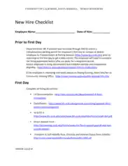 Printable New Hire Employee Checklist Template